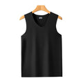Men Vest V-neck Sleeveless Elastic Ice Silk Moisture Wicking Sports Vest Black